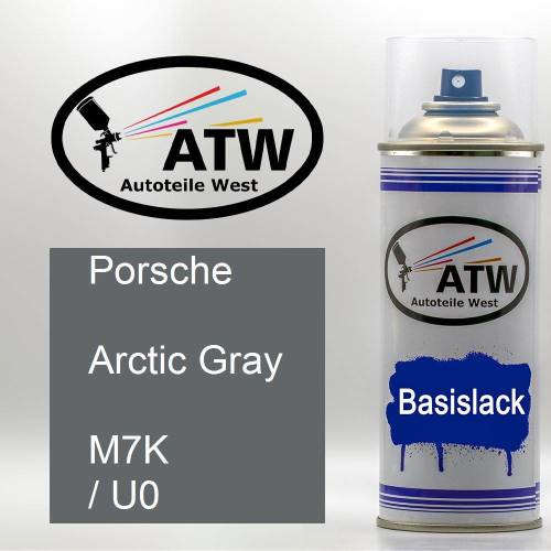 Porsche, Arctic Gray, M7K / U0: 400ml Sprühdose, von ATW Autoteile West.